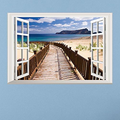 GJ-Living room bedroom sofa background decoration murals fake window landscape self-adhesive wall stickers (58 * 85cm), BChristmas present