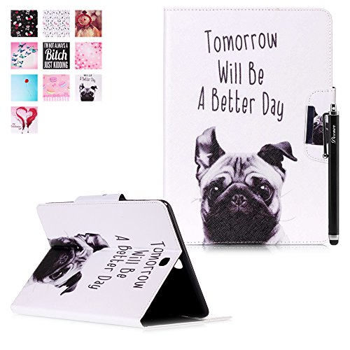 Samsung Galaxy Tab A 9.7 SM-T550 Hülle, Deenor Bunt Painting und Stilvoll Brieftasche Tasche PU Leder Flip Protective Stand Tasche Schutzhülle Hülle für Samsung Galaxy Tab A 9.7 SM-T550.[Dog]