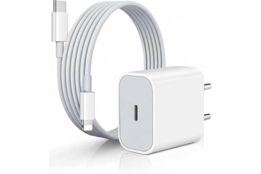 20W Fast Charger for iPhone 14, 13, 12, 11, SE, XR & iPad | 20W USB-C Power Adapter + Lightning Cable Kit | High-Speed Wall P