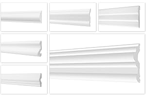 HEXIMO Modanature per pareti da 2 metri in polistirolo XPS - Modanature in stucco di alta qualità, leggere e robuste in un design moderno - (FG1-20x10mm) Modanature per fregio