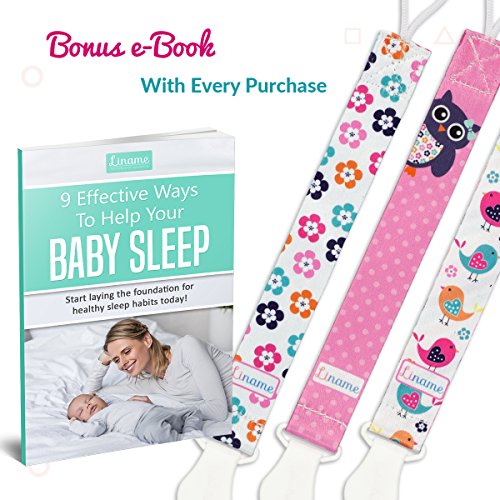 Liname Schnullerband Mit Clip Für Mädchen – 3 Stück Saugerband – Premium Qualität Universeller Schnuller Clip Für Alle Schnuller Mit Und Ohne Ring – Beidseitiges Modisches Design - 4