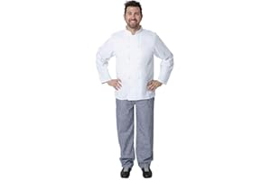 WHITES CHEFS CLOTHING Whites Vegas Unisex Chef Jacket Long Sleeve White, Size 2XL - Easy Clean, Double-Stitched Restaurant Workwear A134-XXL