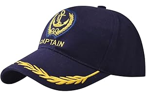 BESFORTA Anchor Embroidered Captain's Hat Skipper Boating Baseball Cap Adjustable Nautical Yacht Navy Sailor Trucker Hat