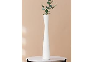 HCLRW Vase à fleurs fin en céramique blanche de 41,9 cm de haut, vase à fleurs fin fait à la main, vase moderne et minimaliste pour salon, maison, bureau, centre de table, table et fête de mariage