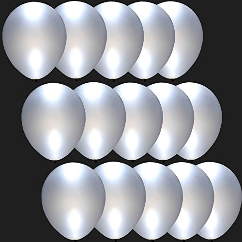 LED Ballon weiß 15 Stück - von Ballongas-Ballons