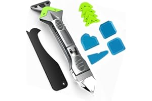 Zestaw narzędzi do uszczelniania silikonowego Alnicov 5 w 1, narzędzie do usuwania uszczelniaczy ze stalową głowicą, skrobak do fug silikonowych, narzędzie do wygładzania silikonu do łazienki/kuchni