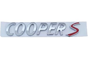 Aqxycde 3D ABS Noir Chrome Lettres de voiture Logo du coffre arrière Cooper S Emblème Badge Autocollant Compatible avec Cooper S R56 R53 R60 F56 Accessoires Plug and play, robuste et esthétique(Chrome