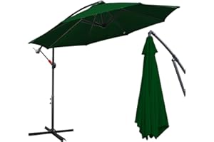 Daromigo Sombrilla de 300/350 cm con manivela | Sombrilla con soporte | Sombrilla de jardín, protección UV de aluminio | Sombrilla de mercado impermeable para jardín