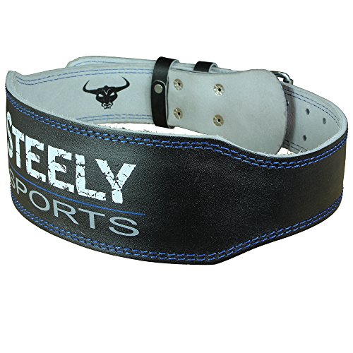 Steely-Sports Herren Gewichthebergürtel Leder / Trainingsgürtel Farbe: schwarz Größe: S-M-L-XL-XXL ( Bodybuilding Gürtel, Gurt Gewichtheben, Fitnessgürtel, Kniebeugen ) - 5