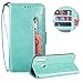 Produktbild Reißverschluss Brieftasche für Samsung Galaxy M20,Gurt Wallet Handyhülle für Samsung Galaxy M20,Moiky Klassisch Minze Grün Solide Farbe Klappbar Stand Leder Handytasche