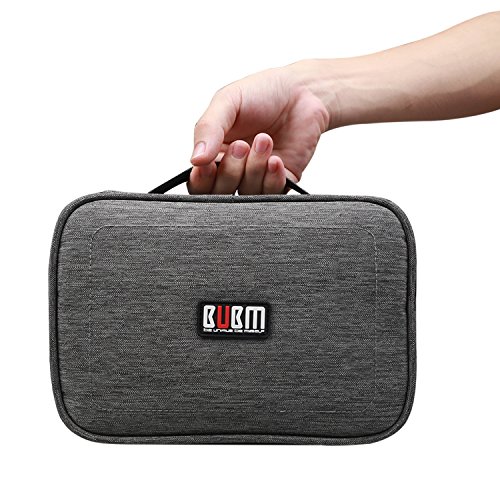 BUBM Mehrfachfunktion Kabelorganiser Tasche Reisetasche mit Doppelschichten für Elektronische Zubehöre wie Netzteil, Maus und USB Stricks(Mittel, Denim Grau) - 8