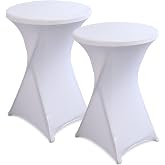 Hicoosee Set of 2 Elastic Covers for Round Bar Tables, Diameter 80-85 cm, Lycra Round Elastic Corner Tablecloth for High Tabl