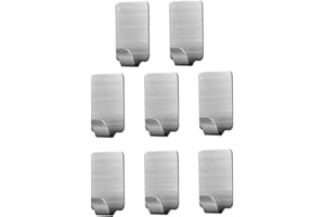 MXJFYY 8 Stück Selbstklebend Haken Wandhalterungen Wasserdichte Edelstahl-Klebehaken Handtuchhalter Halter Klebrige Haken zum Aufhängen von Küchen Badezimmer Büro (B)