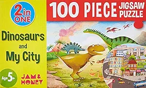 Amazon Brand - Jam & Honey Dinosaurs and My City Puzzle (100 Pieces)