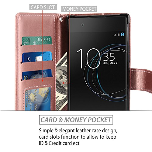 Sony Xperia XA1 Funda LK Carcasa Cubierta Cuero Billetera Case Flip Cover Con Ranuras de Tarjeta -Oro Rosa reviews Sony Xperia XA1 Funda LK Carcasa Cubierta Cuero Billetera Case Flip Cover Con Ranuras de Tarjeta -Oro Rosa