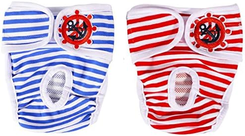 Namsan Dog diapers (2 Pack) Washable Adjustable Dog Nappies (Blue/Red)-XXL