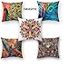 swasiya Jute Cushion Cover (Multicolour, 16x16)-Set of 5
