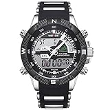 Uhr, wasserdicht Herren Uhren, Silikon Band Kalender Chronograph LED Digital Quarz Armbanduhr, Multifunktions Sport Casual Uhren für Männer
