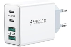 AIMOZE Cargador USB C, 40W 4 Puerto Enchufe USBC Carga Rapida para iPhone 17 16 15 Plus 14 13 12 11 Pro MAX, iPad, Samsung, Múlti Movil Charger Cabezal Dual QC 3.0 y PD Rápido Pared Adaptador