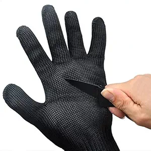 Fansport Cut Resistant Gloves 1 Pair Protection Kitchen Gloves Safety Gloves Cooking Cutting Yard Working One Size Black