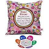 Indigifts Dear Sister Sibling Love Micro Satin Fibre Cushion Covers With Filler, 12X12-Inches, Multicolour