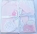Newborn Baby Gift Set with Bodysuit, Bib, Toy, Socks in a Gift Box. 0 - 3 Months. (Pink)