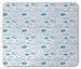 Produktbild Clouds Mouse Pad, Curly Blue Clouds Birds on a Polka Dotted Pastel Grey Background, Standard Size Rectangle Non-Slip Rubber Mousepad, Pale Grey Pale Blue Baby Blue