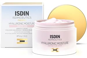 ISDIN Isdinceutics Hyaluronic Moisture Sensitive, Crema Facial Hidratante con Ácido Hialurónico y Niacinamida para Piel Sensible, +57% Hidratación en 2 horas², 50 g