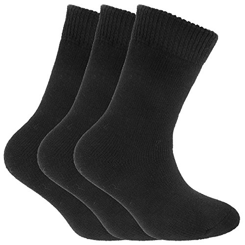 Redtag Childrens Boys Plain Thermal Socks (1.20 Tog) (Pack Of 3) (12-3.5 UK Child, 31-36 EUR) (Black)