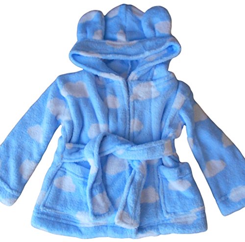 6-12 months - Baby Boys Gorgeous Blue Sky and White Clouds Hooded Robe