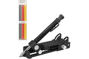 BIGFOX Lapiz Carpintero,Herramientas de Trazado Lápices de Carpintero con 6 Recambios Herramientas de Marcaje Multifuncional,Herramienta de marcado de carpintero,Herramientas Bricolaje (Negro)