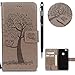 Produktbild Huawei P10 Lite Handyhülle,P10 Lite Hülle,WIWJ PU Cover Case Leder Flip Wallet Schutzhülle Stoßfest Bumper mit Kartenhalter Klappständer Magnetic Case Hülle Premium Schutzhülle Case[Gedrucktes Muster Baum und Eule Handyhülle] Kreative Muster Design Bookstyle Tasche Flip Brieftasche Case Hülle für Huawei P10 Lite+1x Touch Stylus Pen-Grau