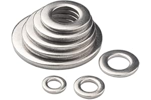 KINDOYO Arandelas Planas Acero Inoxidable - Redonda Metal M1.6/M2/M2.5/M3/M3.5/M4/M5 Arandela Abrochador, Plateado, M5*10 * 1(100 Piezas)