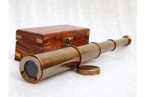 KHUMYAYAD Telescopio in ottone vintage completamente funzionale spyglass stile antico con scatola di legno rosa