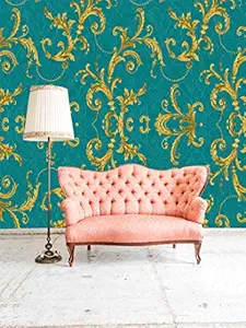 BP Design Solution Dark Green Seamless Pattern Wallpaper Wall Sticker for Home Decor, Living Room, Bedroom, Hall, Kids Room , Play Room(Self Adhesive Vinyl,Water Proof) (16 x 128inch)