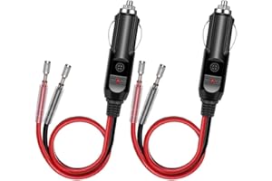 DIGIT.TAIL Allume Cigares Fiche, 12V - 24V Adaptateur Allume-Cigare avec Câble, Prise Allume Cigare avec 10A Fusible pour Voiture Camion prise à socket, Glacière électrique, Aspirateur (2x PCS)