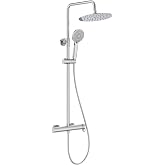 Roca Vega Plus Round Chrome Shower Column with Top Sprayer and Shower Handle | A5A9A6EC00