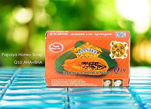 Asantee Papaya & Honey Soap + Q10 Skin Whitening Soap Asantee Herbal Thailand Lightening