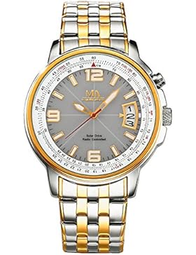 Armbanduhr Herren Funk Solar Uhr bicolor Edelstahl Gold Silber analog klassisches Design by MeisterAnker
