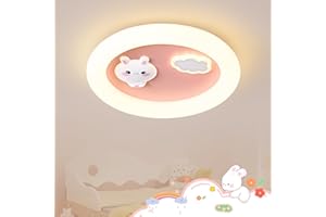 JubelTage LED Kinder Deckenleuchte,Kaninchen Wolke Kreative Deckenleuchte,dimmbar mit Fernbedienung,NachtlichtFunktion.Kinderzimmer Kindergarten Schlafzimmer Wohnzimmer Cartoon Deckenleuchte Rosa 40cm