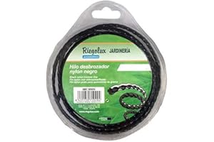 Riegolux 107679 Hilo Desbrozadora Nylon Helicoidal, Negro, 4 mm x 15 m