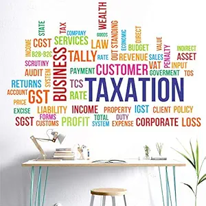 StickMe Business - Taxation - Office - Motivational - Inspirational - Word Cloud - Creative - Colorful - Wall Sticker -SM809 (Multi Colour, Vinyl - 130cm X 70 cm )