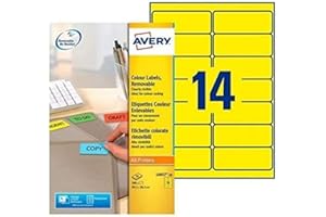 AVERY Zweckform L6057-20 kolorowe etykiety (odklejane, 99,1 x 38,1 mm, 20 arkuszy/280 sztuk, żółte