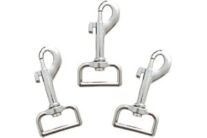 Huture 3er Set Karabiner Haken mit Drehgelenk Bolzenkarabiner Schnappkarabiner Bolzen Karabinerhaken Wirbelkarabiner Wirbelauge Schnapphaken für Hundehalsband Eimer Hängematte Pferd Tack 59mm, Silber