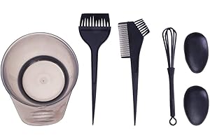 POFET Zestaw 5 szt. farb do włosów, pędzel do farbowania włosów i miski zestaw - zawiera miskę do farbowania włosów, pędzel do farbowania, osłonę uszu i mieszacz barwników, farbowanie włosów aplikator (czarny)