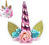 Decoración para tarta de cumpleaños con texto en inglés "Unicorn Happy Birthday", ideal para cumpleaños de primer cumpleaños a 60 cumpleaños, pastel de Navidad, perfecto para imágenes