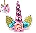 Produktbild Einhorn Tortenaufsatz, handgefertigt niedliche Einhorn Happy Birthday Twinkle DIY Glitzer ersten Geburtstag Cupcake Topper Kuchen Smash Kerze Alternative Party handgefertigt - rose
