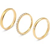 SINGULARU - Pack of 3 Rings Choices. Brass with 18 Kt Gold Plated Finish Polished and Zircons -Combinable. Jewellery for Wome