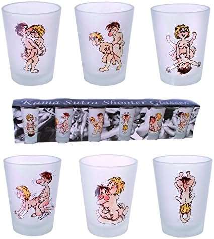 Get Naked! - Pack of 6 Kamasutra Shooter Glasses - Great Novelty Christmas Secret Sexy Santa Gift For Men Man & Women Ladies - One Set Supplied