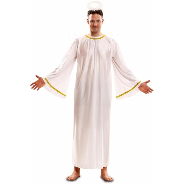 Disfraz De Ángel Para Hombre Con Bata, Sombrero Y Alas – Conjunto Completo En Poliéster Y Elastano, Tallas S A 3XL, Perfecto Para Rave Y Fiestas